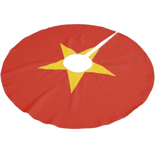 Vietnamflagge Polyester Weihnachtsbaumdecke (Schrägansicht)