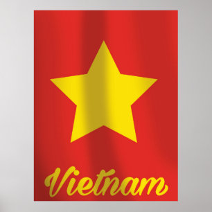 Vietnamflagge Vintage Reiseplakat Poster