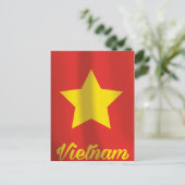 Vietnamflagge Vintage Reiseplakat Postkarte (Stehend Vorderseite)
