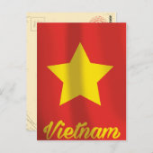 Vietnamflagge Vintage Reiseplakat Postkarte (Vorne/Hinten)