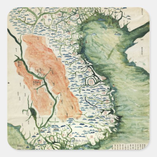 VietnamPanorama Karte Vietnam Quadratischer Aufkleber (Vorderseite)