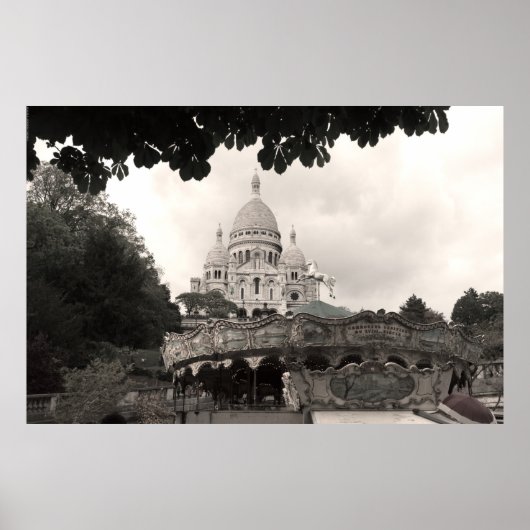 Vieux carrousel Sacré-Cœur de Montmartre Paris Poster (Vorne)