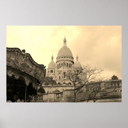 Vieux carrousel Sacré-Coeur de Montmartre Paris Poster (Vorne)