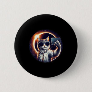 View American Totality 2024 Funny Selfie Cat Solar Button