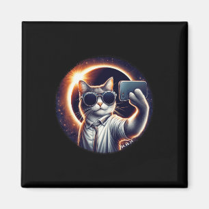 View American Totality 2024 Funny Selfie Cat Solar Magnet