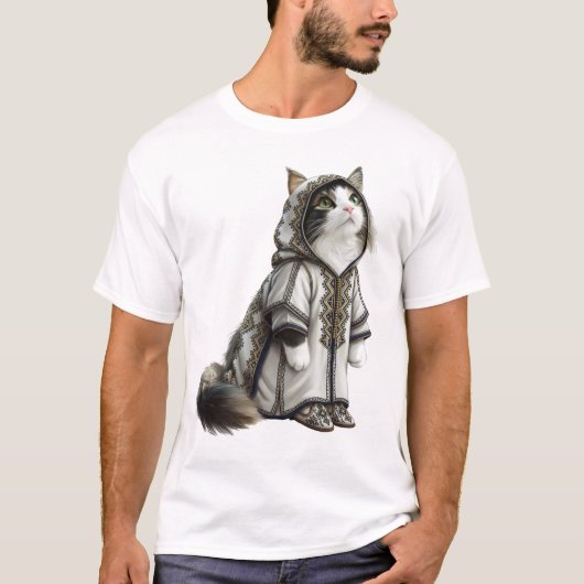 View Cat in Authentic Embroidered Selham T-Shirt (Vorderseite)