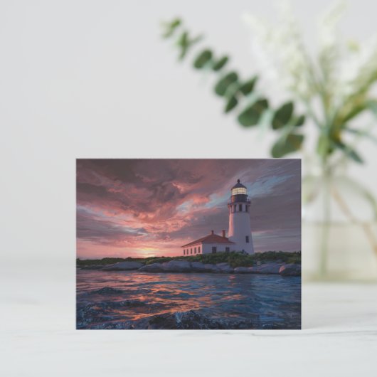View Lighthouse Gemälde Postkarte (Stehend Vorderseite)