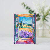 View of Lavender Fields in Summer. Painting Postkarte (Stehend Vorderseite)