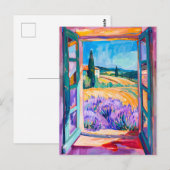 View of Lavender Fields in Summer. Painting Postkarte (Vorne/Hinten)