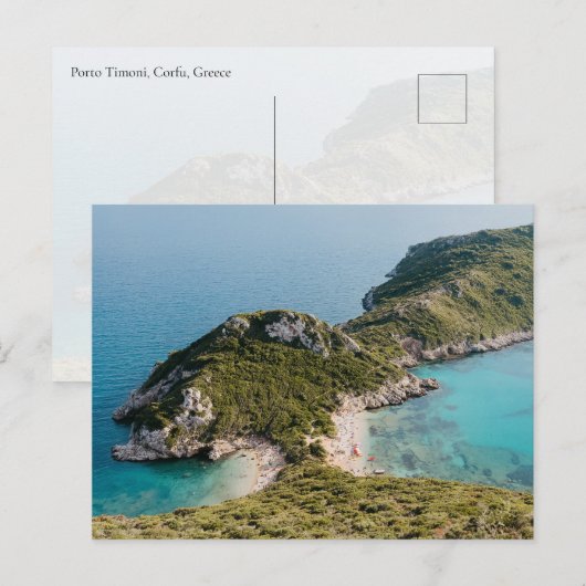 View of Porto Timoni beach, Corfu island Postkarte (Vorne/Hinten)