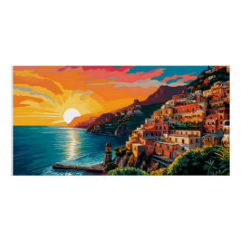 View of the Amalfi coast Italy Poster