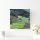 View of the Coast II | Abstract Print Quadratische Wanduhr (Zuhause)