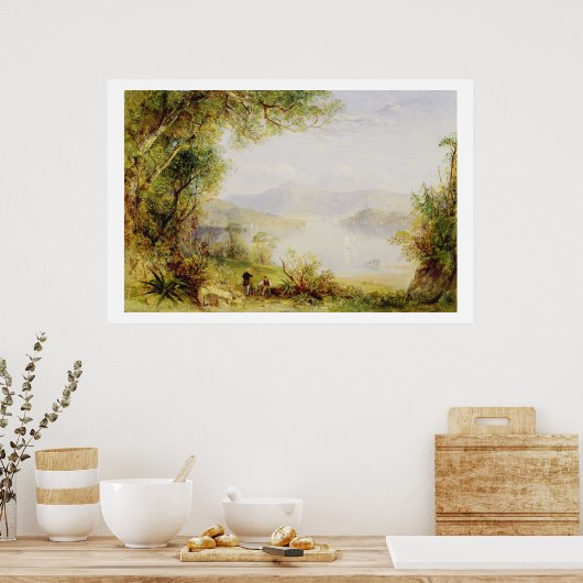 View on the Hudson River, c.1840-45 (oil on panel) Poster (Küche)