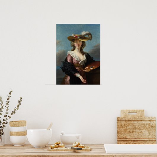 Vigée Le Brun - Selbstportrait in einem Strohhut Poster (Küche)