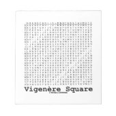 Vigenère Square (Kryptographie Tabula Rasa) Notizblock (Vorderseite)
