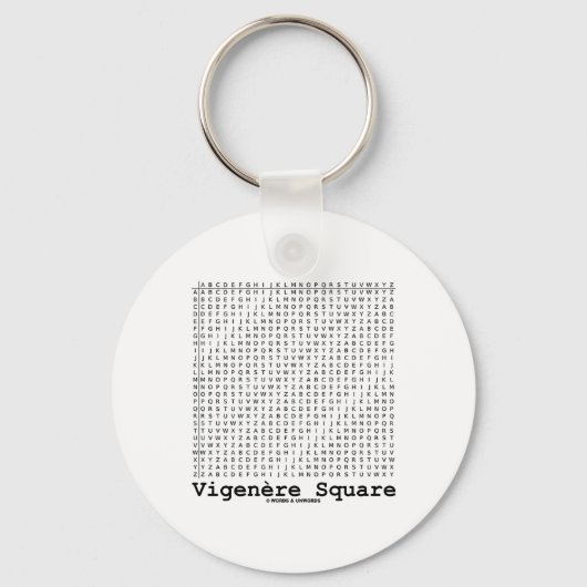 Vigenère Square (Kryptographie Tabula Rasa) Schlüsselanhänger (Vorderseite)