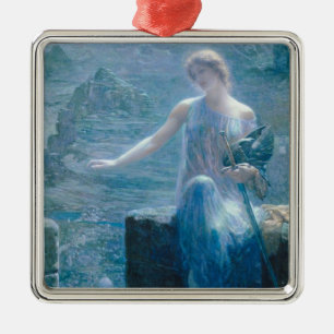Vigil der Valkyrie (Elegante Dame in Burg) Ornament Aus Metall