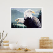 "Vigilance" Bald Eagle Paare Wasserfarbe Poster (Küche)