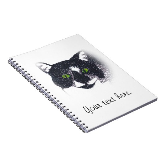 Vignette von Tuxedo Cat Face Foto Notebook Notizblock (Rechte Seite)