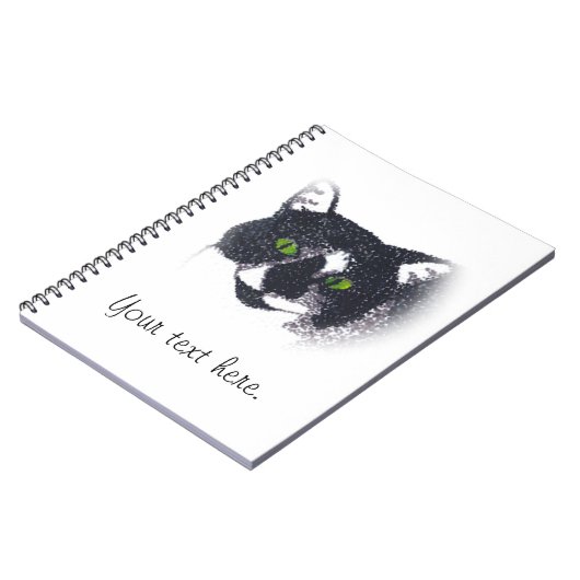 Vignette von Tuxedo Cat Face Foto Notebook Notizblock (Linke Seite)