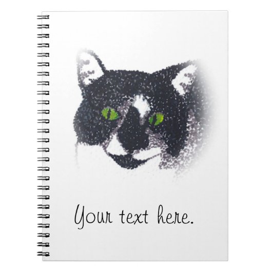 Vignette von Tuxedo Cat Face Foto Notebook Notizblock (Vorderseite)