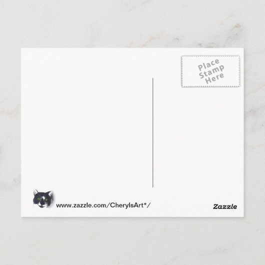 Vignette von Tuxedo Cat Face Postkarten (Rückseite)