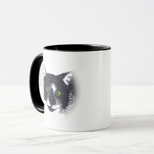 Vignette von Tuxedo Cat Face Tasse (Vorderseite Links)