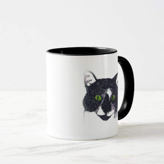 Vignette von Tuxedo Cat Face Tasse (VorderseiteRechts)