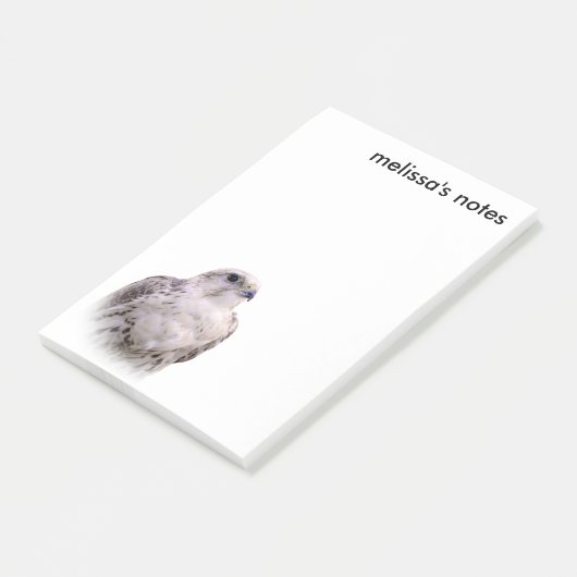 Vignetted Portrait eines inquisitiven Saker Falken Post-it Klebezettel (angewinkelt)