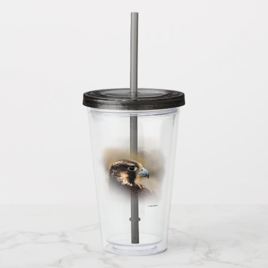 Vignettiertes Profil eines Peregrine Falken Acryltrinkbecher (Vorderseite)