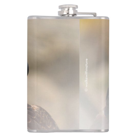 Vignettiertes Profil eines Peregrine Falken Flachmann (Rückseite)