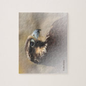Vignettiertes Profil eines Peregrine Falken Puzzle (Vertikal)