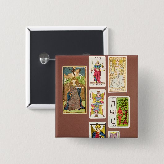 VIII Gerechtigkeit, sieben Tarotkarten Button (Vorne & Hinten)