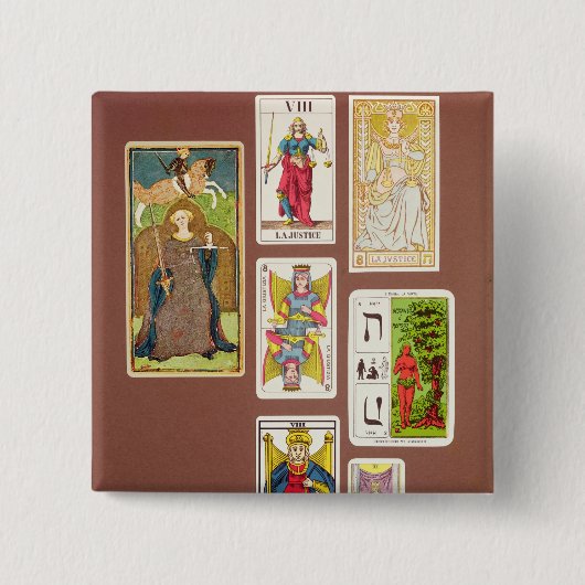 VIII Gerechtigkeit, sieben Tarotkarten Button (Vorderseite)