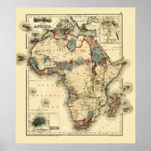 Viintage 1874 Karte antiken afrikanischen Druckes Poster