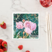 viintage birds purple botanical wallpaper serviette (Beispiel)