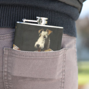 Viintage Fox Terrier in Uniform Hip Flask Flachmann