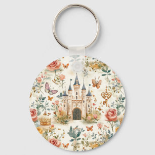 Viintage mittelalterliche Burg Blumen Fantasy Schm Schlüsselanhänger