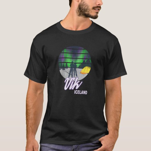 Vik Island Nordlichter Aurora Spotting Winter T-Shirt (Vorderseite)