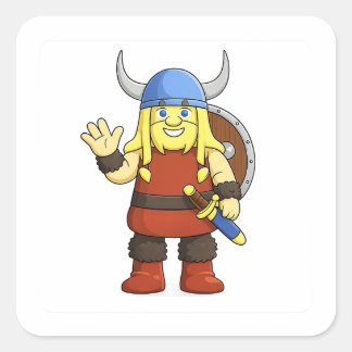 Viki der Wikinger Cartoon Charakter Quadratischer Aufkleber
