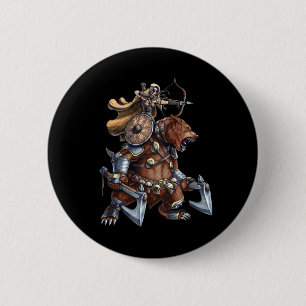 Viking Archer Riding War Bear Button