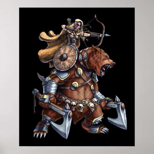 Viking Archer Riding War Bear Poster (Vorne)
