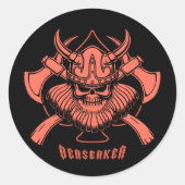 Viking Berserker Runder Aufkleber (Vorderseite)