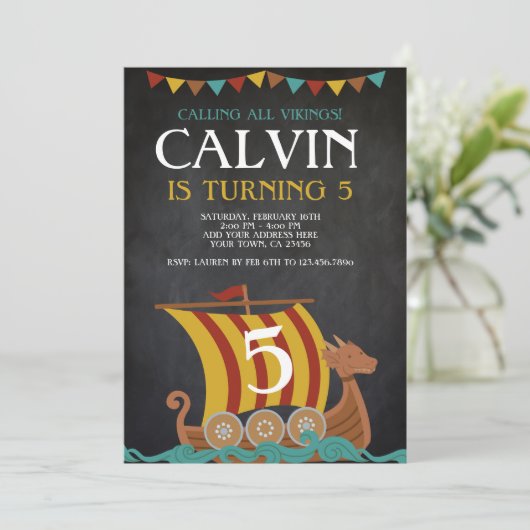 Viking Birthday Einladung (Stehend Vorderseite)