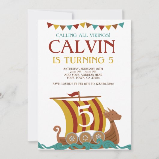 Viking Birthday Einladung (Vorderseite)