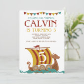 Viking Birthday Einladung (Stehend Vorderseite)