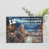 Viking Birthday Invitation Boys Warrior & Demons Einladung (Stehend Vorderseite)