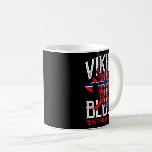 Viking Blood Skull Norwegian Flag Pride Norway Kaffeetasse (VorderseiteRechts)
