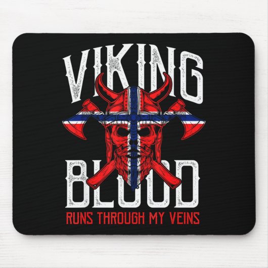 Viking Blood Skull Norwegian Flag Pride Norway  Mousepad (Vorne)