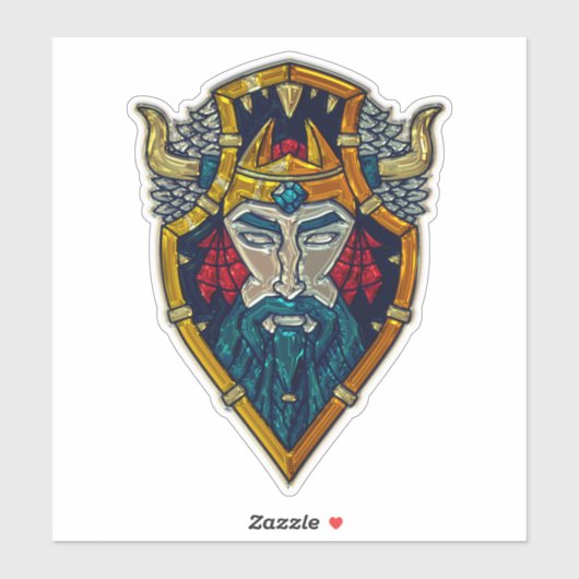 Viking Blue Bard Metallic look Aufkleber (Blatt)